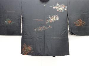 大正ロマン　亀甲に花模様織り出し漆一つ紋絵羽織